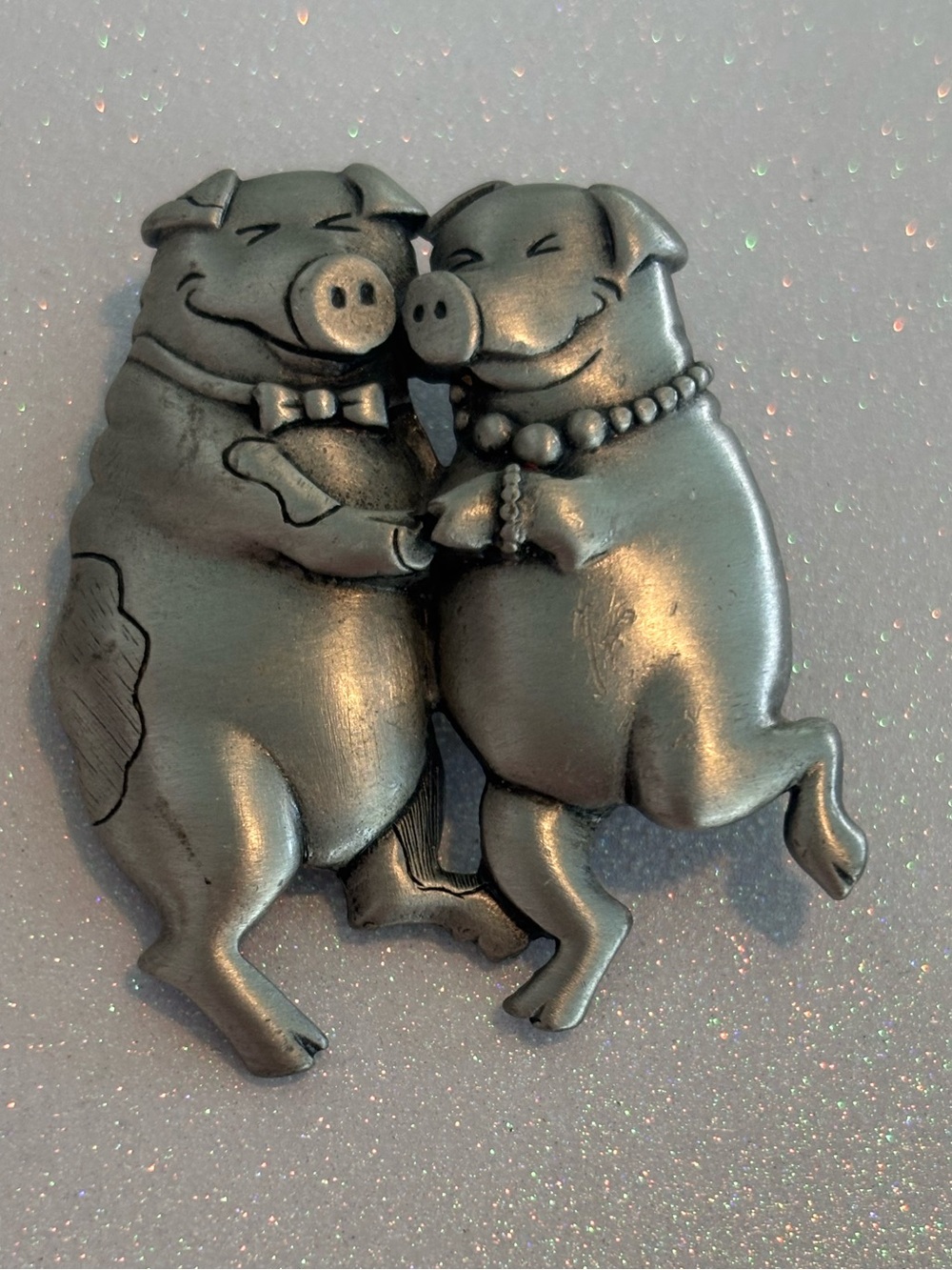 Vintage JJ Dancing Pigs Brooch